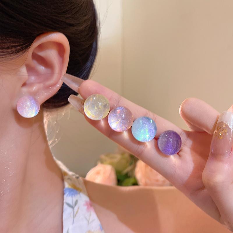 Sommer Dopamin Sternenhimmel farbene Steckerohrringe weibliches Designgefühl passend für den Sommer farbige Harzohren