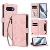 Compatible with Google Pixel 9 Pro XL 9A 8 7 6 Pro 5A 4A 5G  Flowers Wallet Case, RFID Blocking Kickstand Flip Cover Wrist Strap