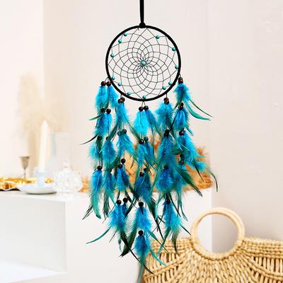 Bohemian Dream Catcher Hand-woven Blue Feathers Wind Chimes Creative Wall Hangs For Bedroom Birthday Festival Gifts Home Decor