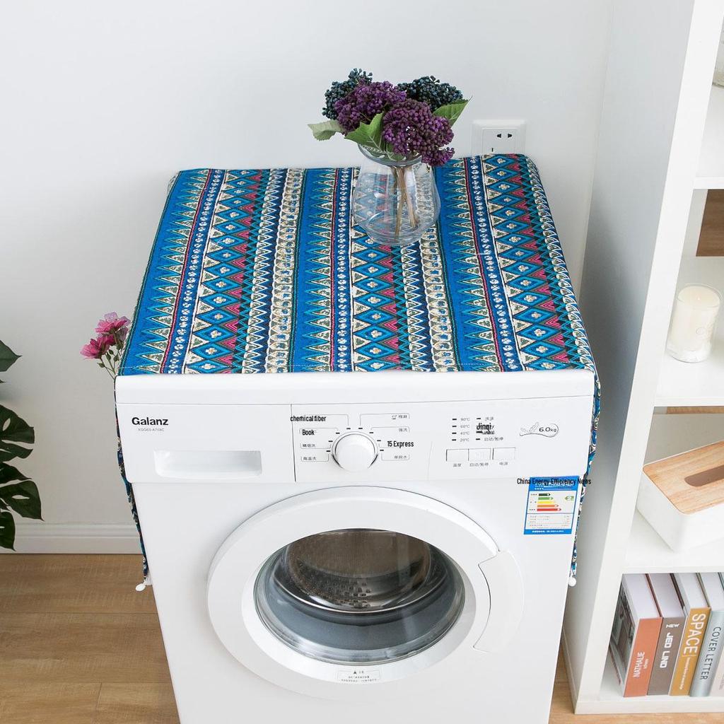 Blue Bohemian Geometric Fridge and Washer Cover - Ethnic Style