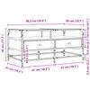 Coffee Table with Glass Top Sonoma Oak Finish 98.5 X 50 X 45 Cm Steel