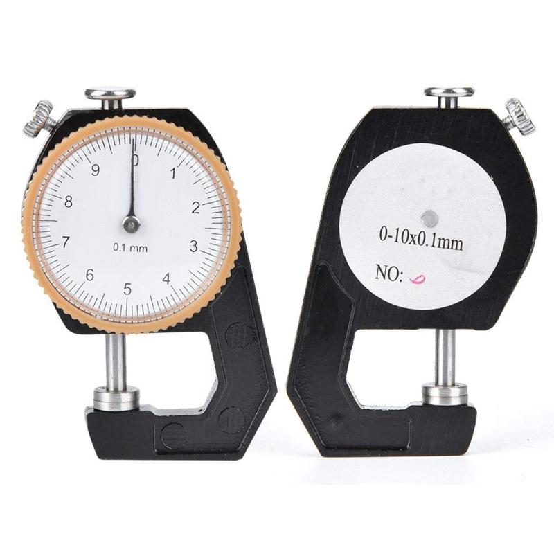 Upgraded 0~10mm Thickness Gauge, Flat for Head Thickness Tester Dial for Leather Cloth Measuring Accuracy 0.1mm Stainles