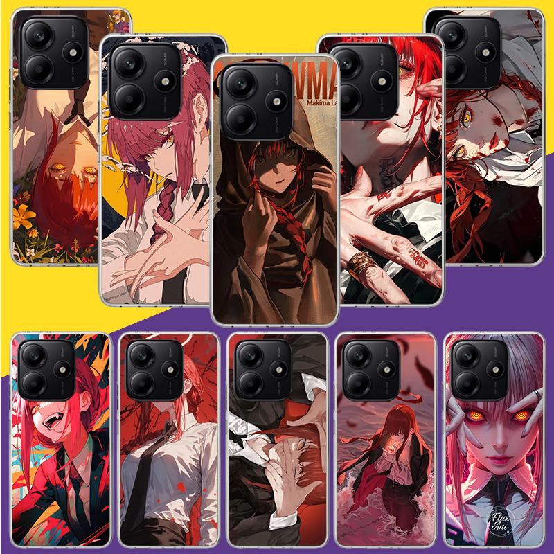 C-Chainsaw Mans Makima Phone Case For Xiaomi Redmi Note 15 14 13 12S 12 Pro Plus 11S 11E 11 11T 10S 10 Art Soft Pattern Cover Re