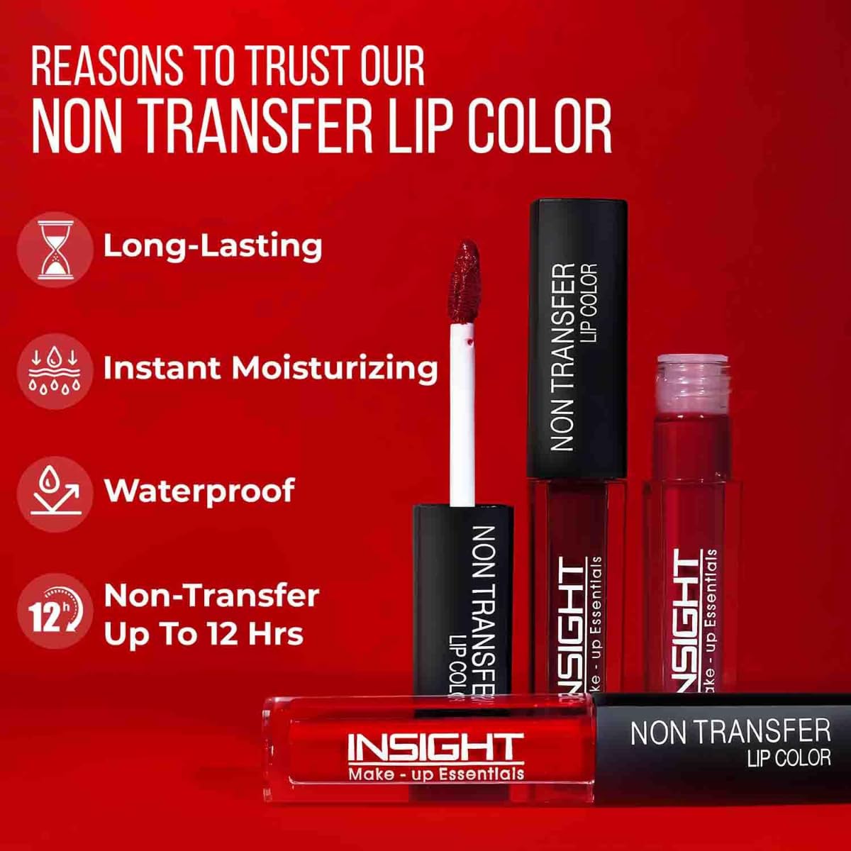 INSIGHT Non Transfer Liquid Lipstick- Joyful| Waterproof| Matte Finish| Transfer & Smudge Proof| Lightweight| 12 Hr Wear| Highly Pigmented 4 ml