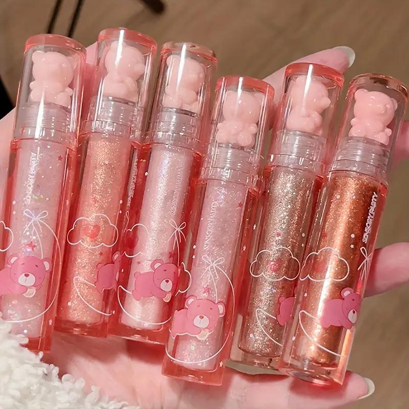 Pearly Glitter Liquid Eyeshadow Stick Long-lasting Lustrous Dewy Finish Light Pink Coral Shade Brightening Skin Tone Face Highlighter Stick