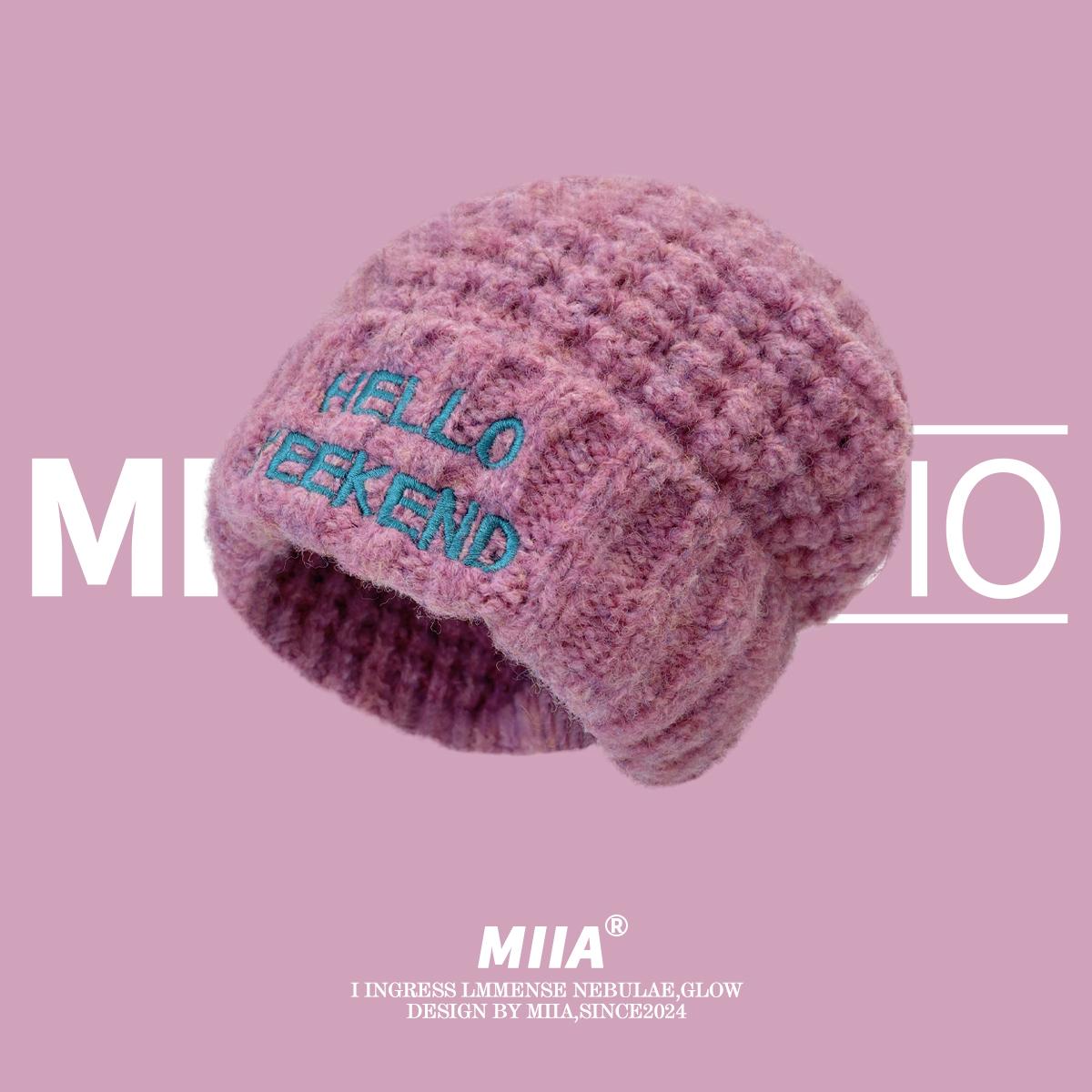 

Вышитая буква новая шерстяная шапка осень и зима универсальная повседневная защита ушей теплая вязаная шапка большая окружность головы показывает маленькое лицо M（56-58cm） розовый