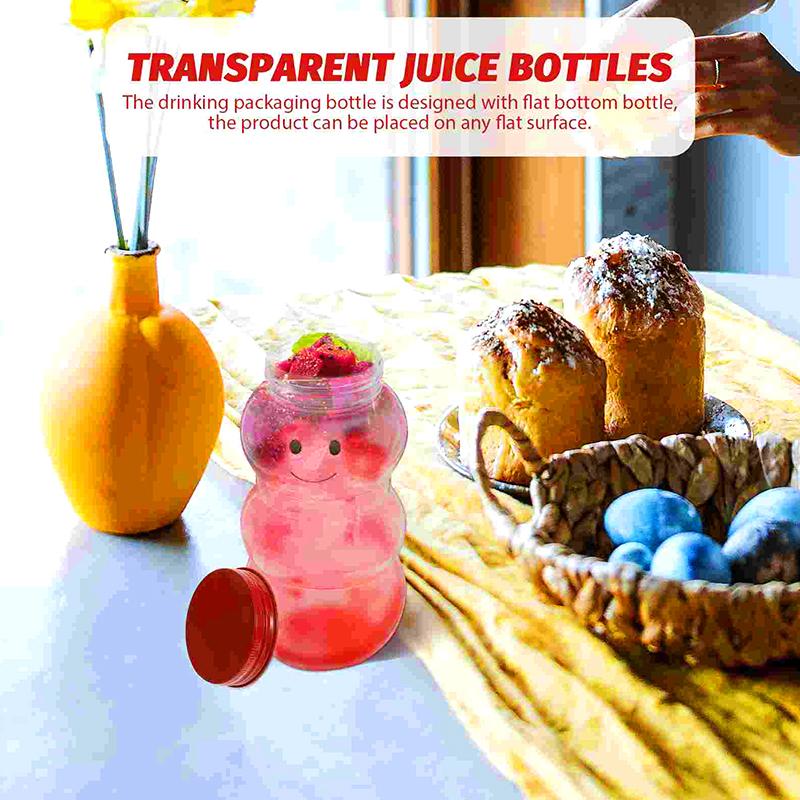 3 bucăți/set sticle drăguțe din plastic pentru suc de lapte în formă de om de zăpadă de Crăciun, cu capace și capac, ceașcă transparentă