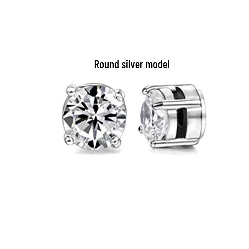 Magnetische Ohr Manschetten & Kreuz Zirkonia Stecker Ohrringe Set für Herren, Edelstahl, Kein Piercing Erforderlich