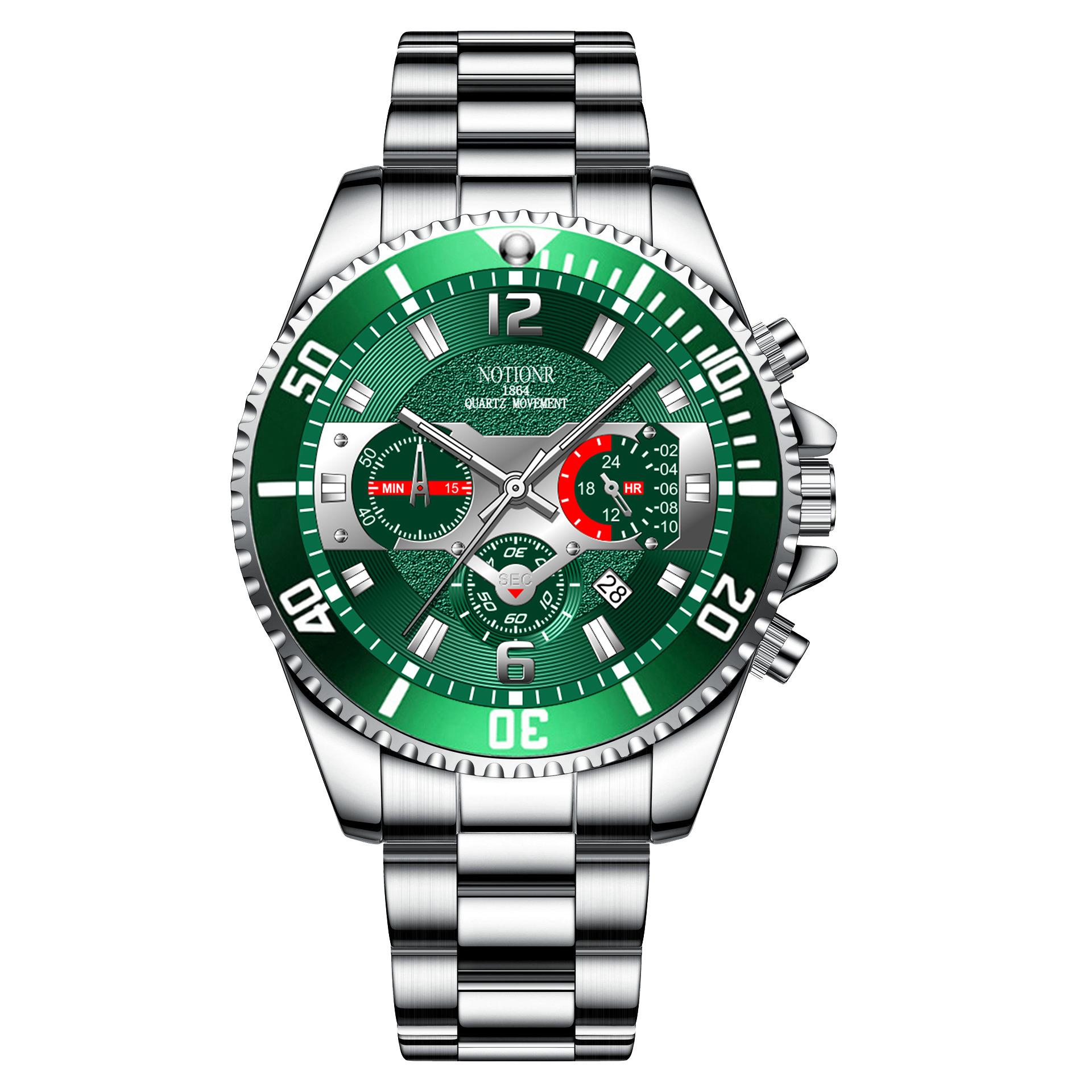 

Stainless Steel Watch Men s Quartz Watch Green Water Ghost Watch Men s Calendar Watch Men s Steel Strap Watch Student Watch зелений/срібний