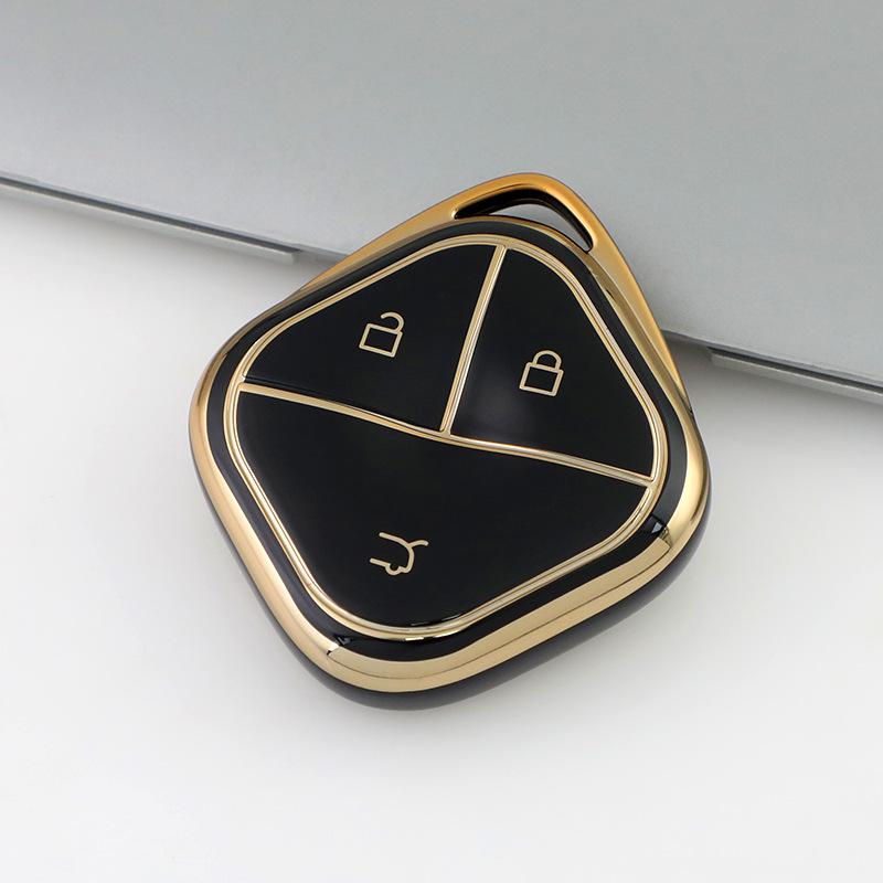 2023 Wuling Bingo TPU Key Cover with Gold Edge, Soft Rubber, Sunny Sky Design, New Energy Vehicle Protective Shell.