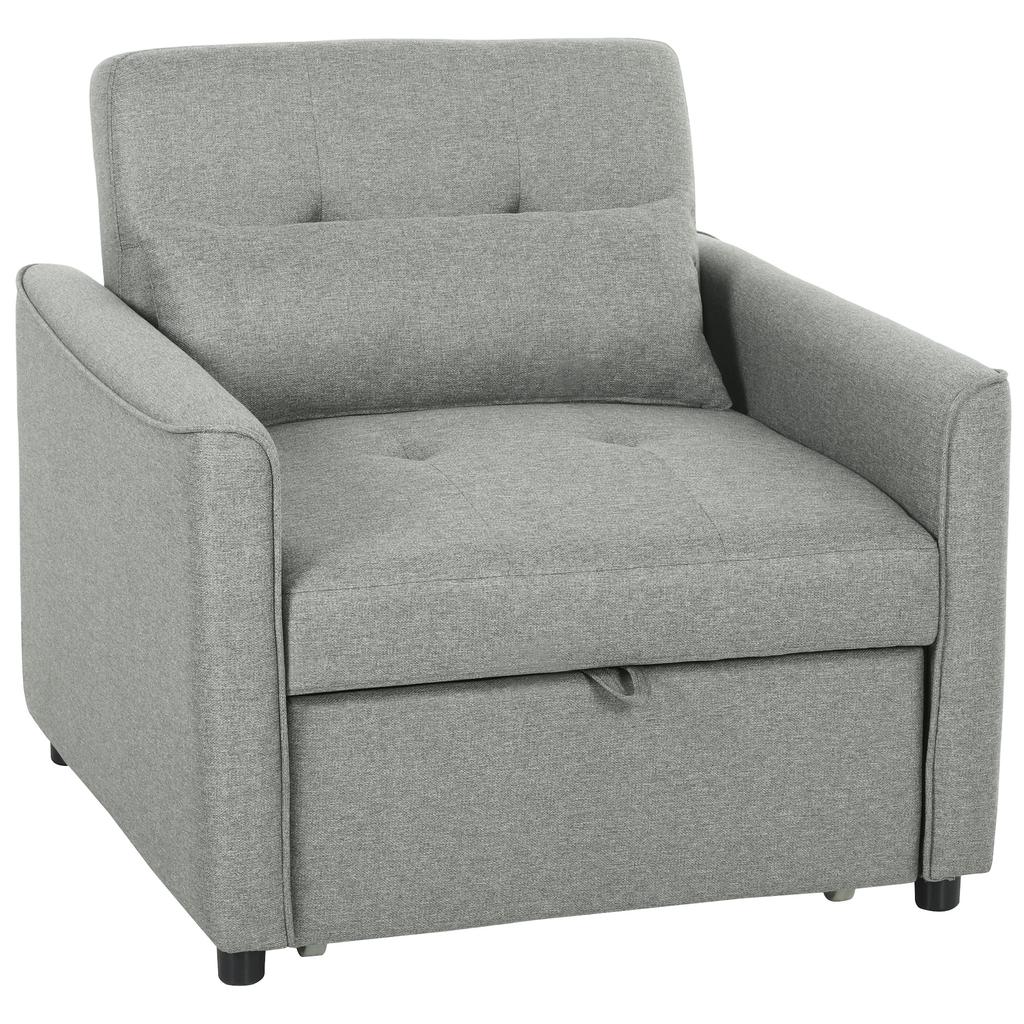 3-in-1 Sleeper Chair, Pull-Out Sofa Bed Chair with Adjustable Backrest, Grey