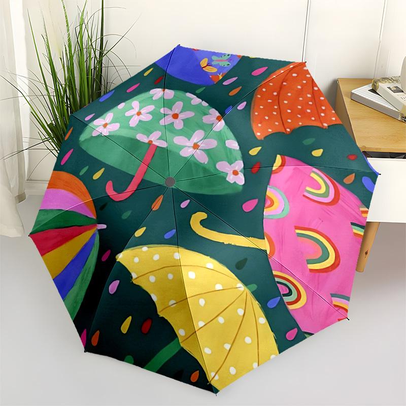 1pc Umbrellas Raindrops Automatic Open/Close Umbrella, Portable Folding Umbrella for Travel, Themed Events090