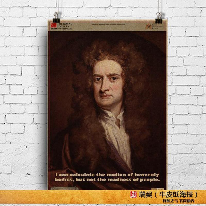 

Плакат с историческим знаменитым ученым и физиком Исааком Ньютоном 1pc
