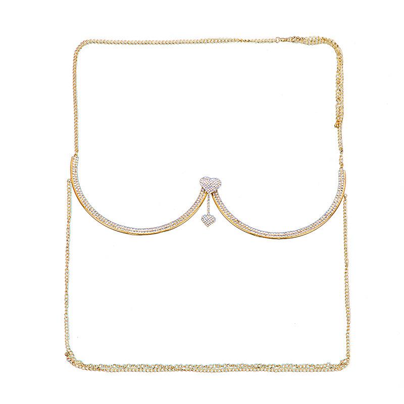 Double Heart Rhinestone Body Chain - Fashion Women's Jewelry Accessory