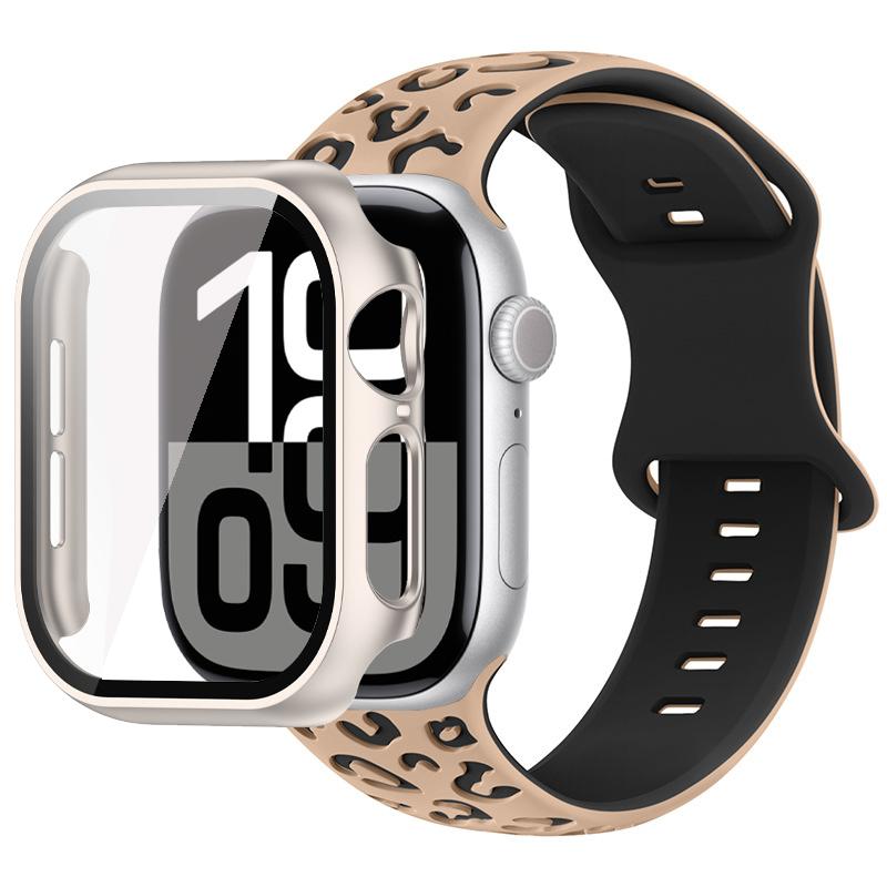 2in1 Case Strap For Apple Watch Band 46mm 44mm 41mm 41mm 40mm 38mm 42mm Watch Glass Case+Silicone Bracelet iwatch Series 11 10 9 8 7 6 5 4 SE3