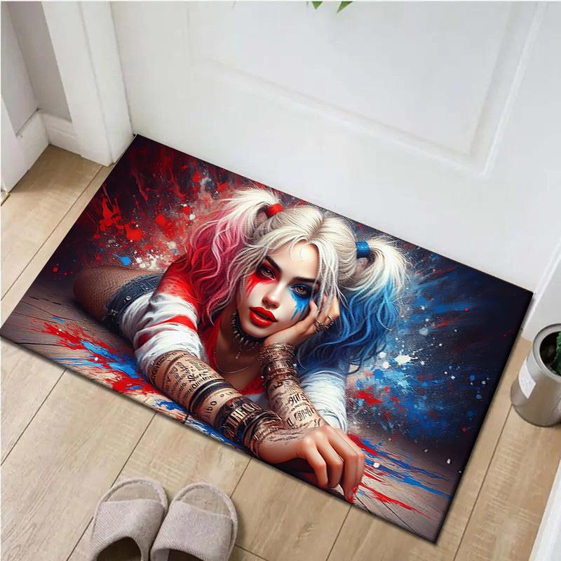 

1pc Office Carpet Chair Mats Tattooed Harlequin with Patriotic Makeup Perfect for Office Chairs, Living Rooms, Or Bedrooms,Polyester Carpet.HDT095 60cm by 90cm