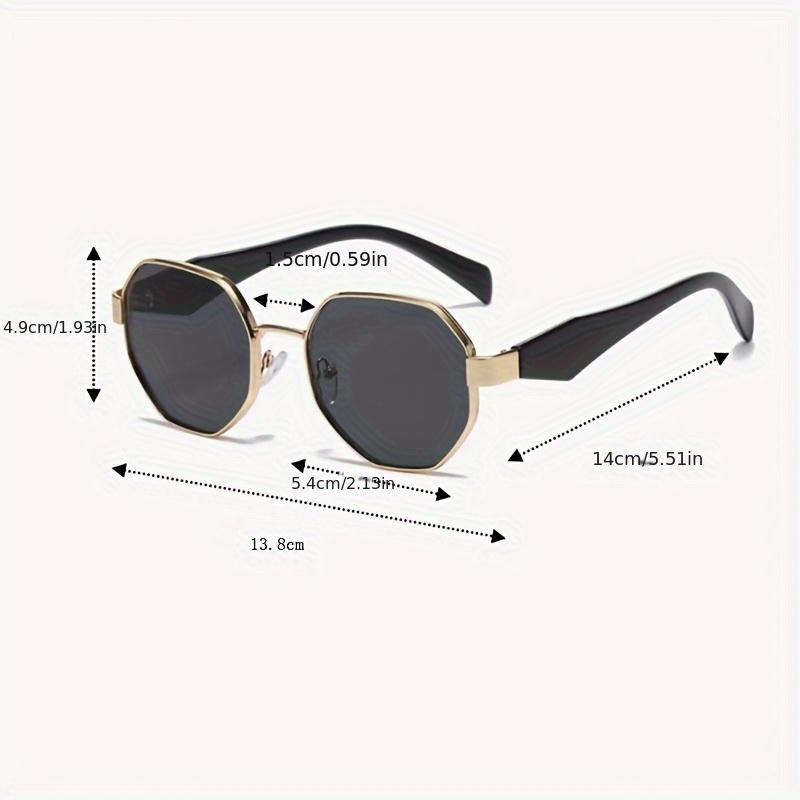 2pcs Retro Polygon Metal Frame Sunglasses Women Fashion Trend Frame Sunglasses Men Luxury Brand Design Decorative Glasses Uv400