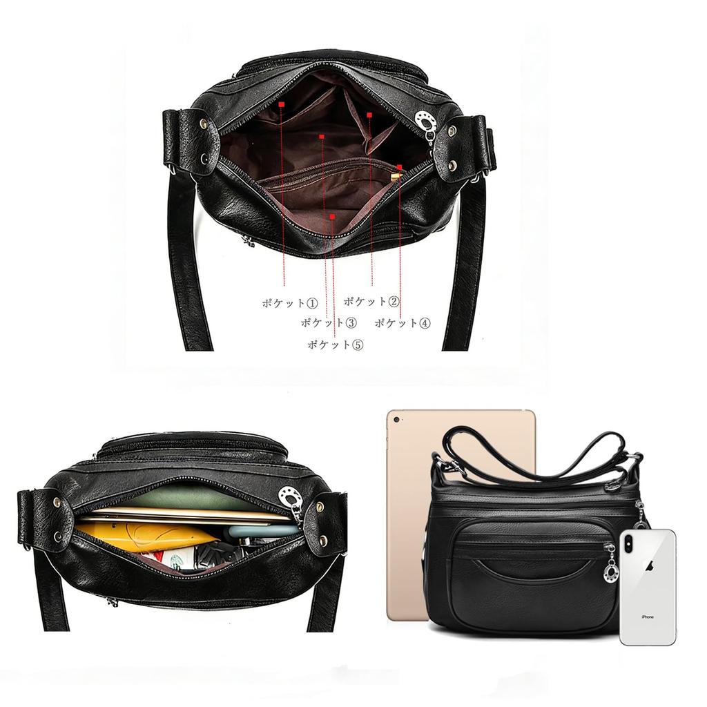 SIRAMO Women's Shoulder Bag, Crossbody, Water-Repellent Oxford Cloth, Lightweight, Multi-Layered Storage, and Large Capacity with Pockets