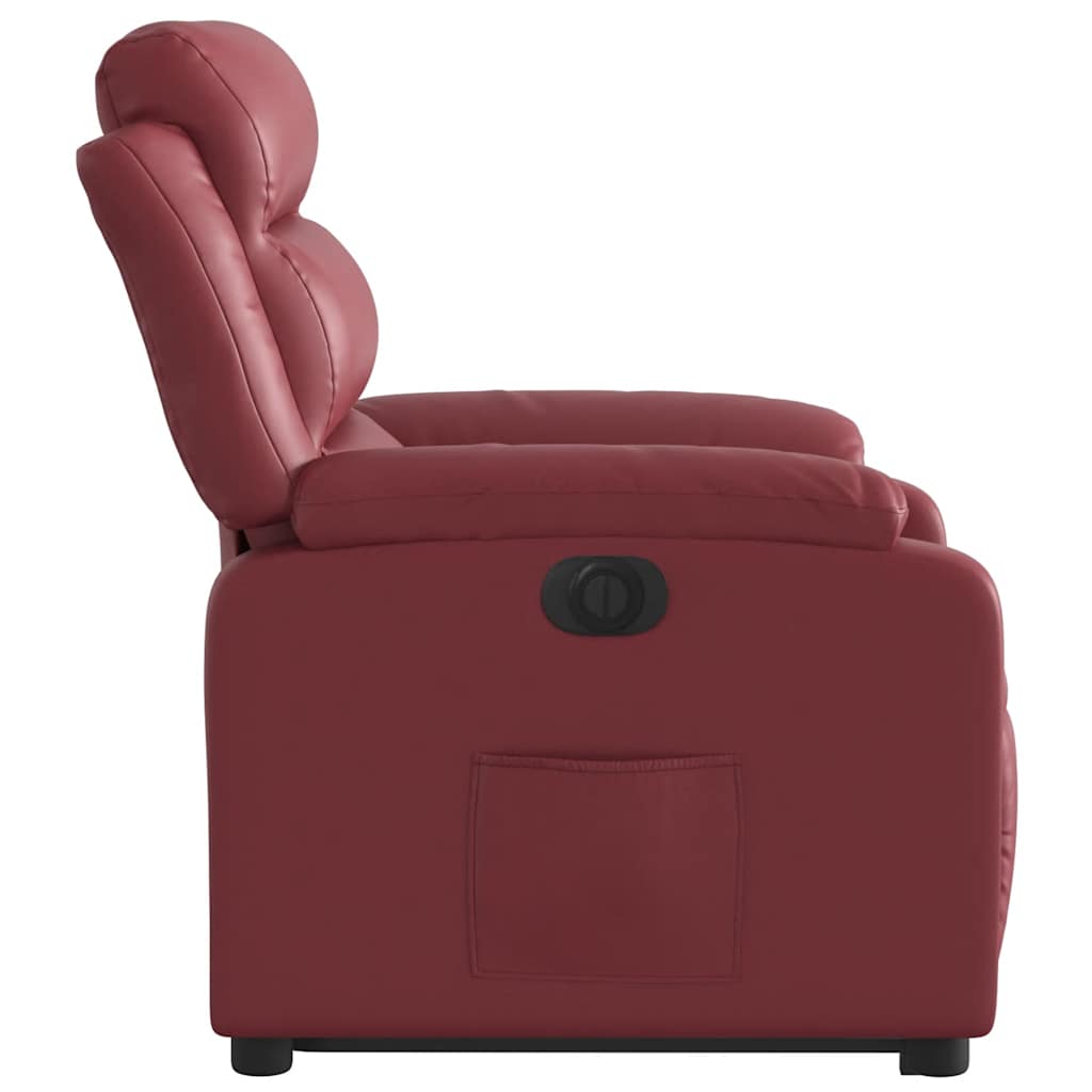 Electric Recliner Chair with Rising Function Burgundy Artificial Leather