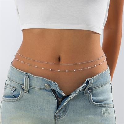 Sexy Double Thin Chain Women's Waist Chain Charming Round Bead Metal Belly Chain Summer Beach Bikini Body Jewelry