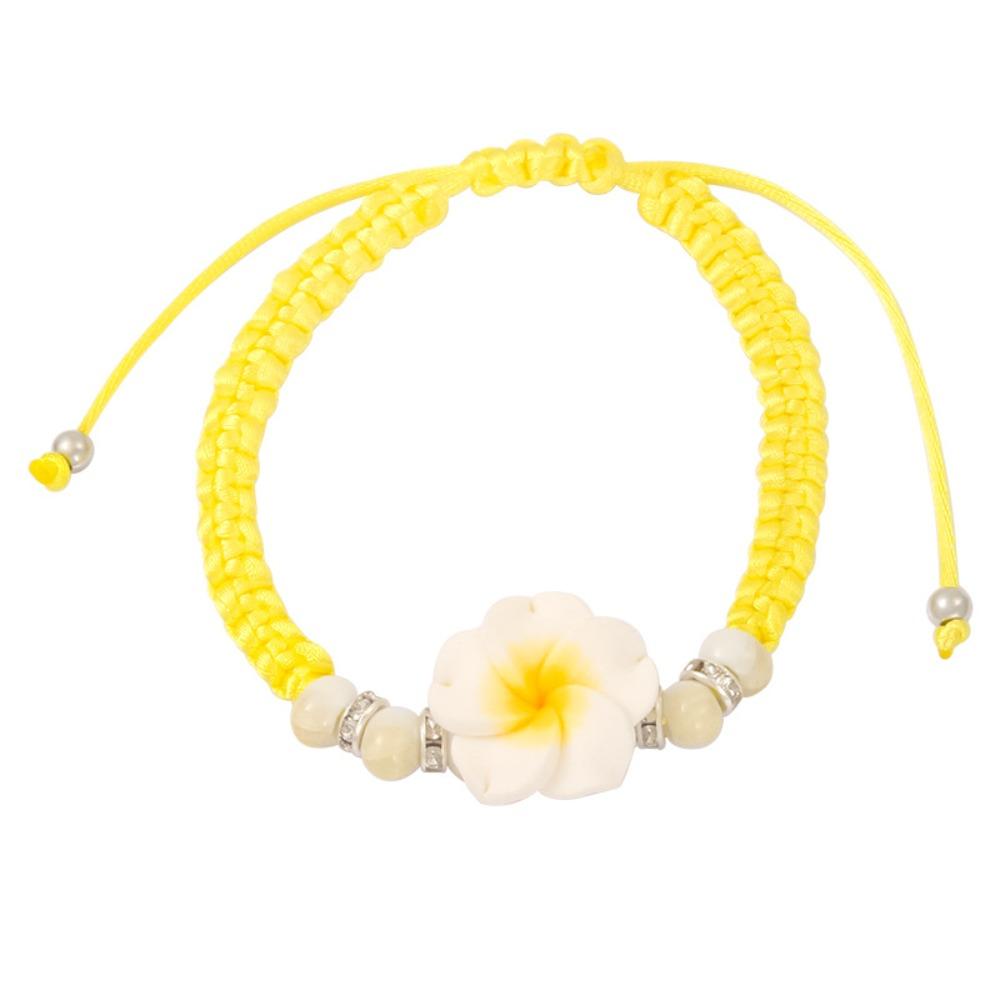 Boho Polymer Clay Braid Rope Bracelet Colorful Bohemian Beach Jewelry Cute Flower Bracelet  Women
