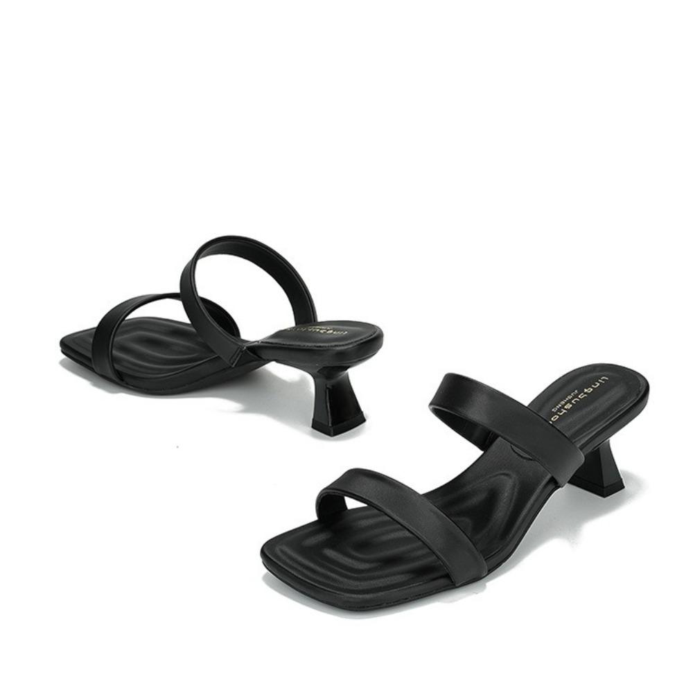 Women's Sandals High End Square Head Slippers Women's 2026 Summer New Simple High Heel Cool Slippers Woman