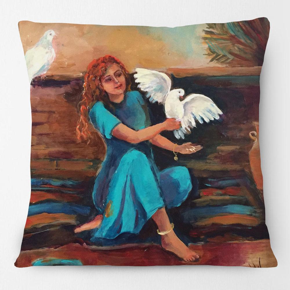 Middle East Arabic Muslim Islam Arabian Woman Portrait Poster Paintings Cushion Cover Decorative Pillows For Sofa