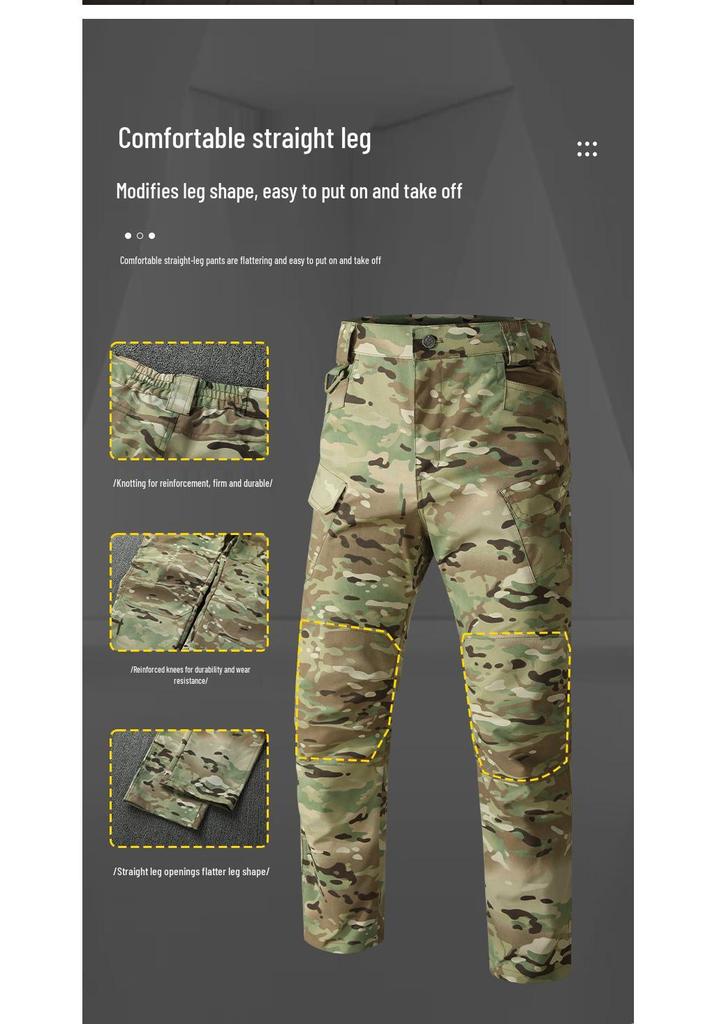 Men's Spring & Autumn Tactical Camouflage Suit: Outdoor, Water-Repellent, Wear-Resistant, Dirt-Resistant, Breathable, Multi-Pocket Workwear