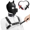 Bdsm Pet Roleplay Set  Dog Hood Mask Party Play Mask Leather Male Chest Harness Strap Dog Tail Plug Neck Collar Sex Toy
