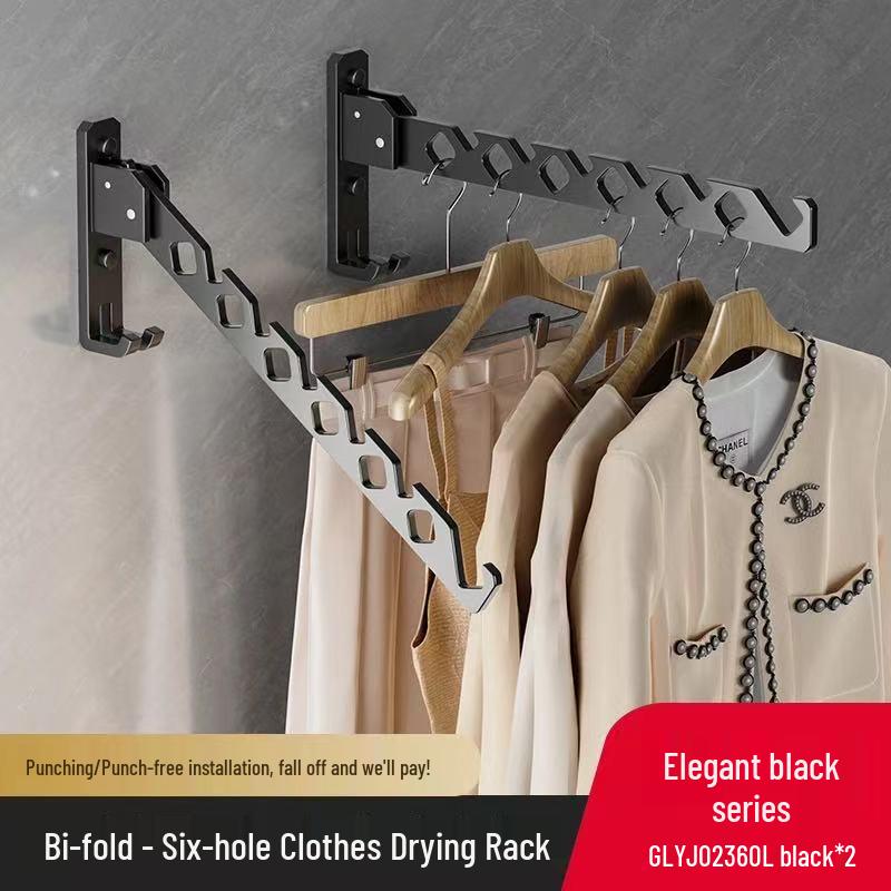 Wall-Mounted Telescopic Clothes Drying Rack - Punch-Free, Folding Design for Bathroom or Balcony