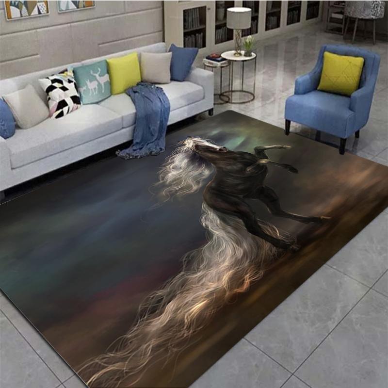 3D Horse Printed Large Carpet,doormat,living Room,bedroom,bathroom Decoration Animal - Running Horse Pattern Anti Slip Floor Mat