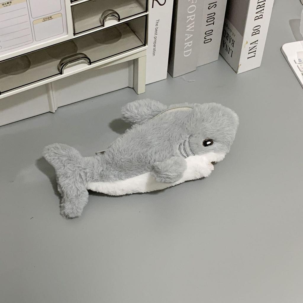 1 Pcs Cute Plush Shark Pencil Case Student Stationery Cute Plush Shark Organizer Pencil Pouch Stationery School Supplies
