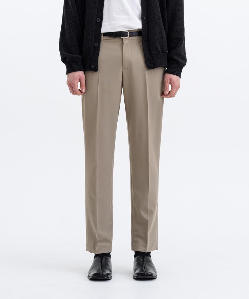 LEMAIN SECOND Minimal Tapered Hidden Banding Slacks [Beige]