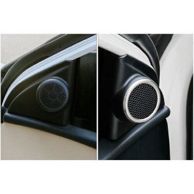 Silver Brushed For Toyota Corolla 2014- A-Pillar Speaker Ring 2X Cover Trim