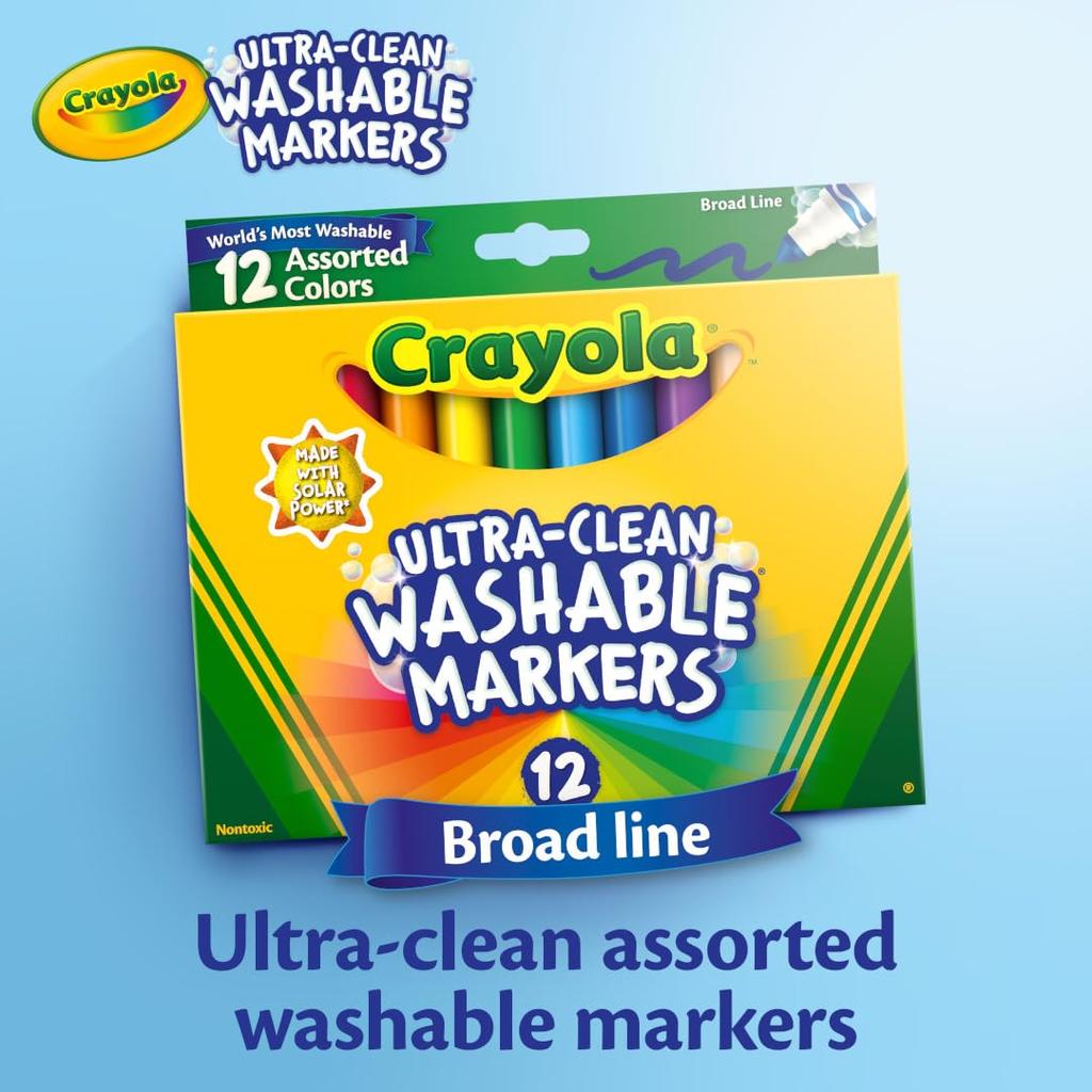 Crayola Marker 12 Bold Product Number 587812 Water-Removable Pens, Colors, Tip, Authentic,