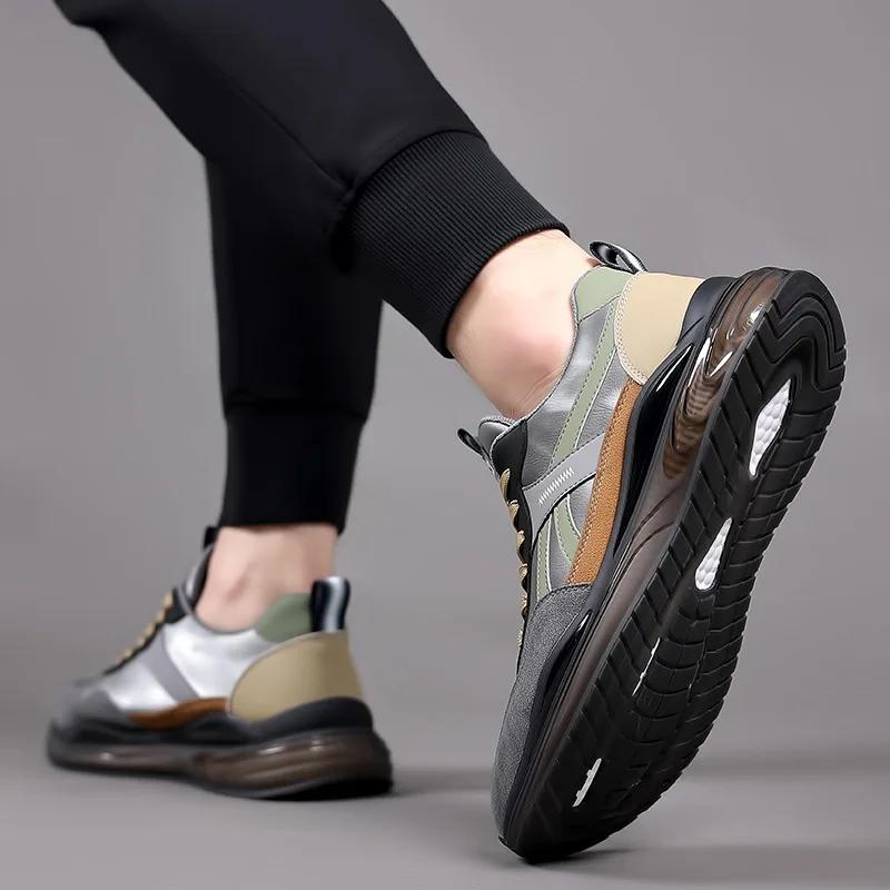 Fashion 2024 Spring Autumn Platform Sneakers Men Leather Facing Street Fashion Shoes for Men New Designer Zapatillas Hombre Shoe