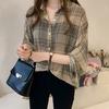 Automne Chic chemises à carreaux femmes manches chauve-souris en mousseline de soie Blouses décontracté Chemise Femme hauts grande taille Tartan Blusas Mujer M-4XL