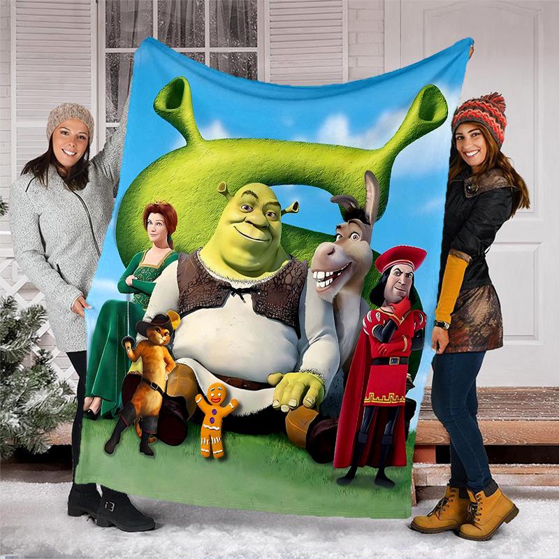 1pc Shrek2 Theme Blanket - Digital Print, Polyester, Cozy for All Seasons, Perfect for Outdoor, Camping, and Travel