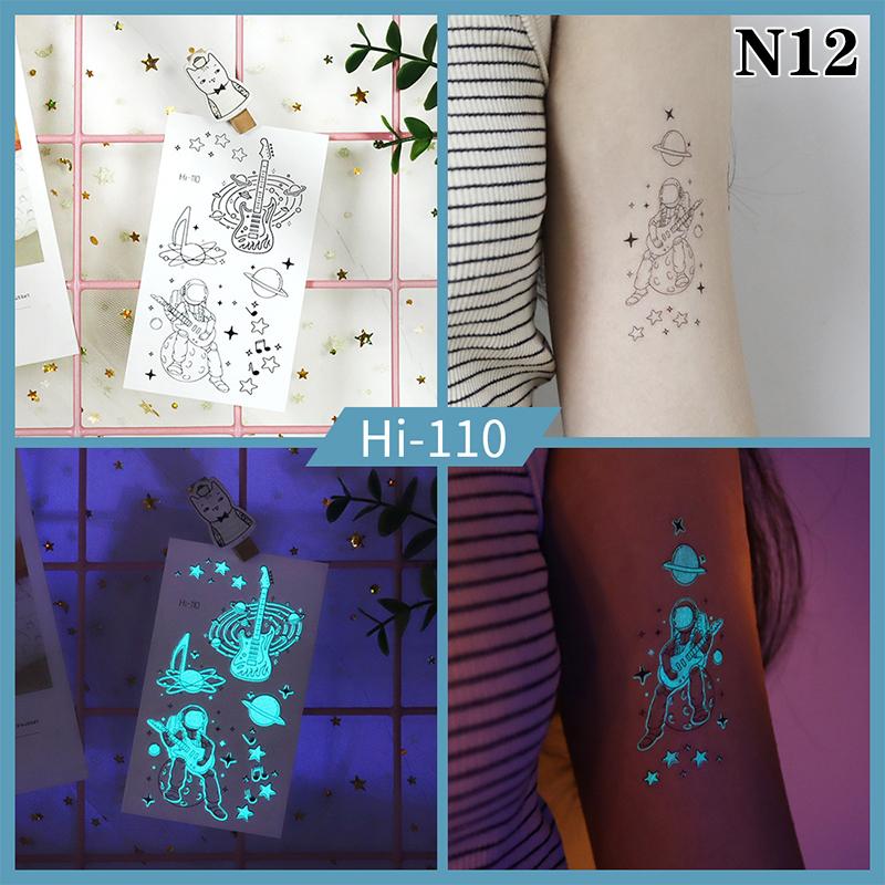 Светящаяся бабочка синяя светящаяся татуировка наклейка кемпинг водонепроницаемая временная татуировка перья одноразовая поддельная татуировка боди-арт