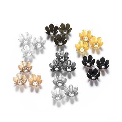 50pcs/lot Petal Flowers Beads Caps Six Leaves Bulk End Spacer Charms Bead Cap For Jewelry Making Supplies DIY