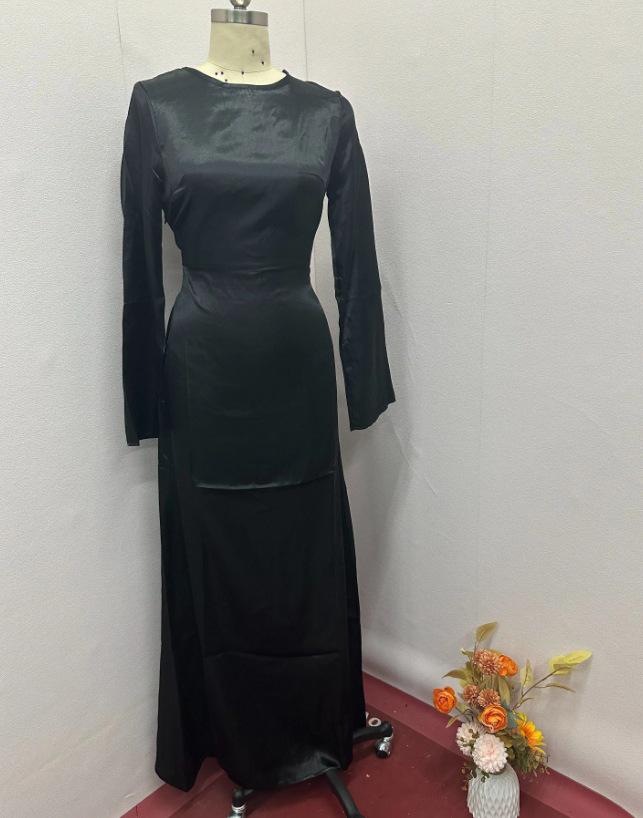 Women's White Tie-Up Long Sleeve Dress - Autumn/Winter, Elegant Chinese Style, Casual with Waist-Cinching Fit