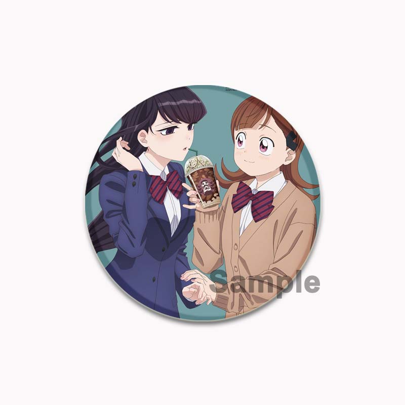32/44/58mm Komi Cant Communicate Round Pin Cute Girl Cartoon Snap-in Brooches for Backpack Cothes Accessories Anime Collection Badge