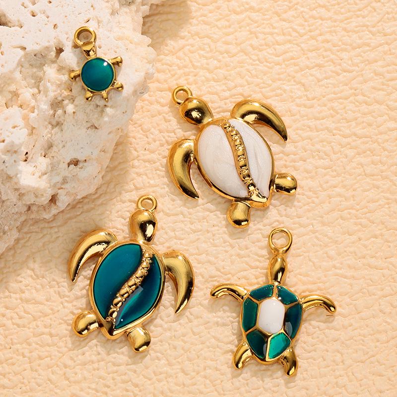 Stainless Steel Starfish & Sea Turtle Shell Pendant Earrings for Women
