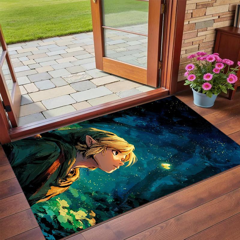 Anti‑Slip Crystal Velvet Floor Rug, Zelda Design Carpet for Indoor Living Bedroom Home Decoration