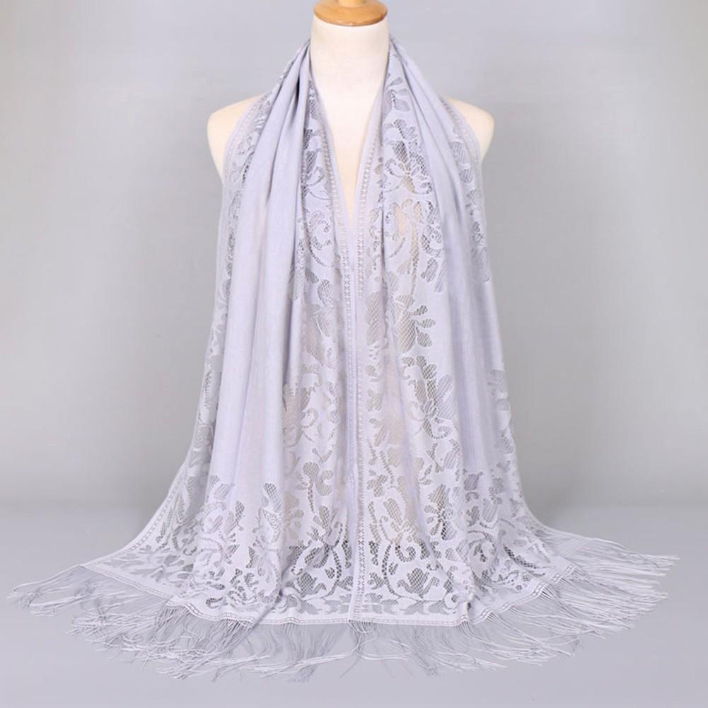 All Match Floral Tassel Scarf Hollow Solid Breathable And Comfortable
