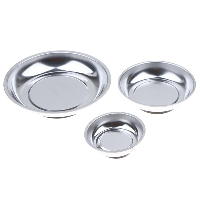 Stainless Steel Magnetic Trays Circular Rectangular Magnetic Parts Bowl Bolts Nuts Screw Storage Tray Metal Tool Holder Plate