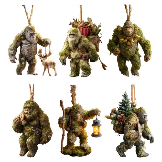 Sasquatch Christmas Ornament 2D Flat Acrylic Hanging Charm Xmas Tree Decoration Festive Gift for Surf Lovers