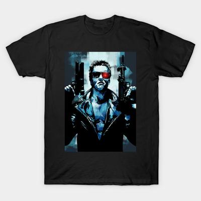 Men Black Print T-shirt Terminator No-Cut Transfer Paper Print Cotton Tshirt