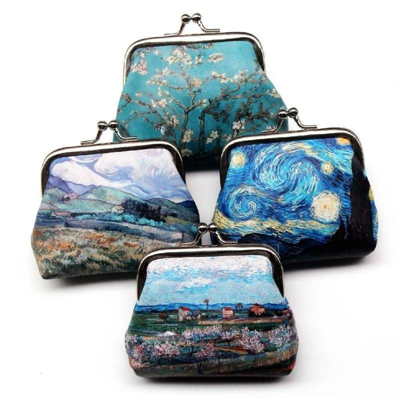 Retro Creative Printing Ladies Purse Student Buckle Coin Dumplings Small Wallet Wedding Candy Bag Gi