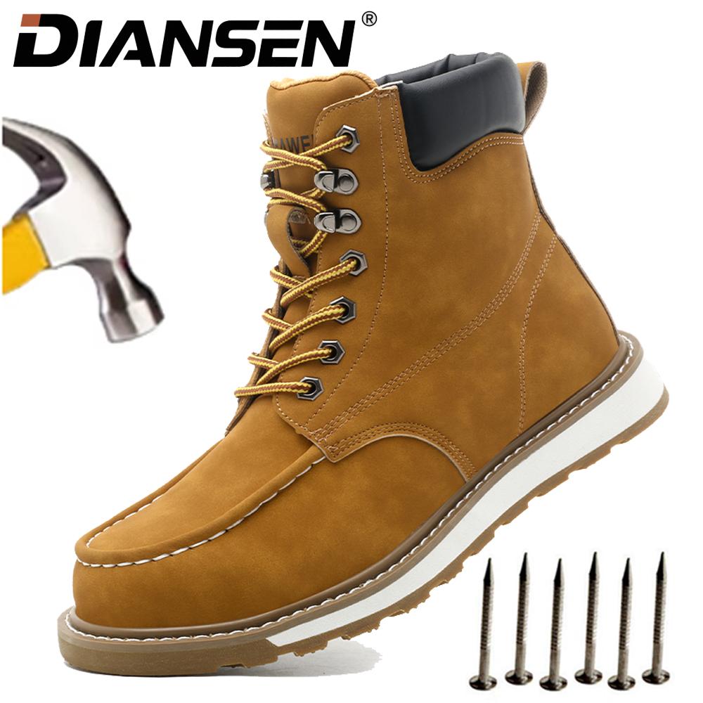 High Top Safety Shoes Steel Toe Sneakers for Men Indestructible Shoes Adjustable Slip Resistant Hiking Boots Anti-Puncture Men